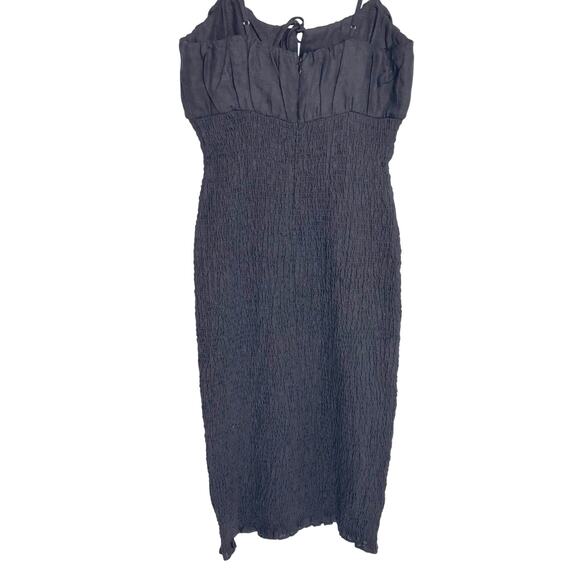 J Crew Smocked Linen Sleeveless Midi Dress Black 4 NWT - Picture 10 of 10